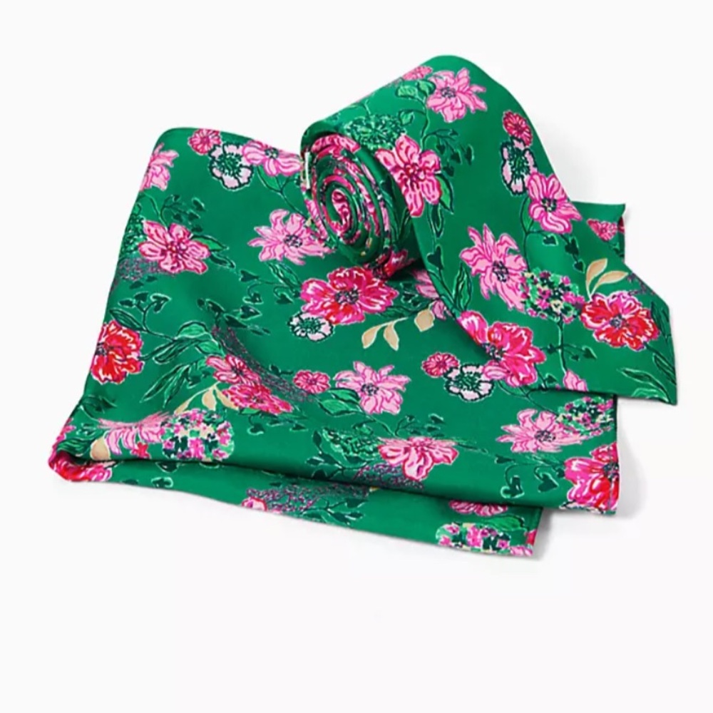 Lilly Pulitzer Men’s Silk Floral Tie & Pocket Square *RARE* NWT ⭐️